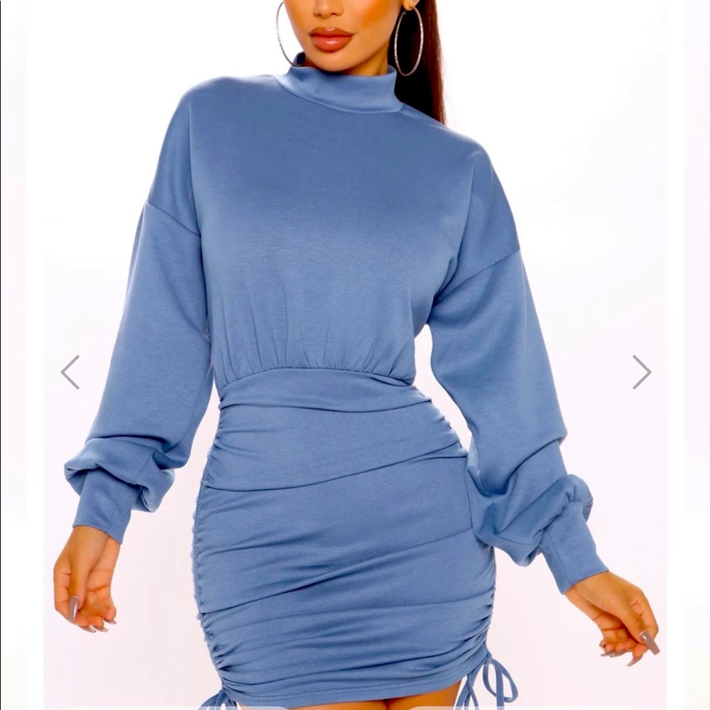 Curvy Mimi ruched dress - denim color
